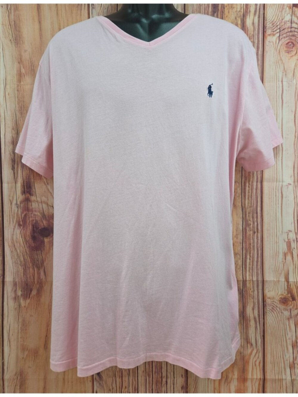 Polo Ralph Lauren Mens Pink V-Neck T-Shirt XL 100% Cotton